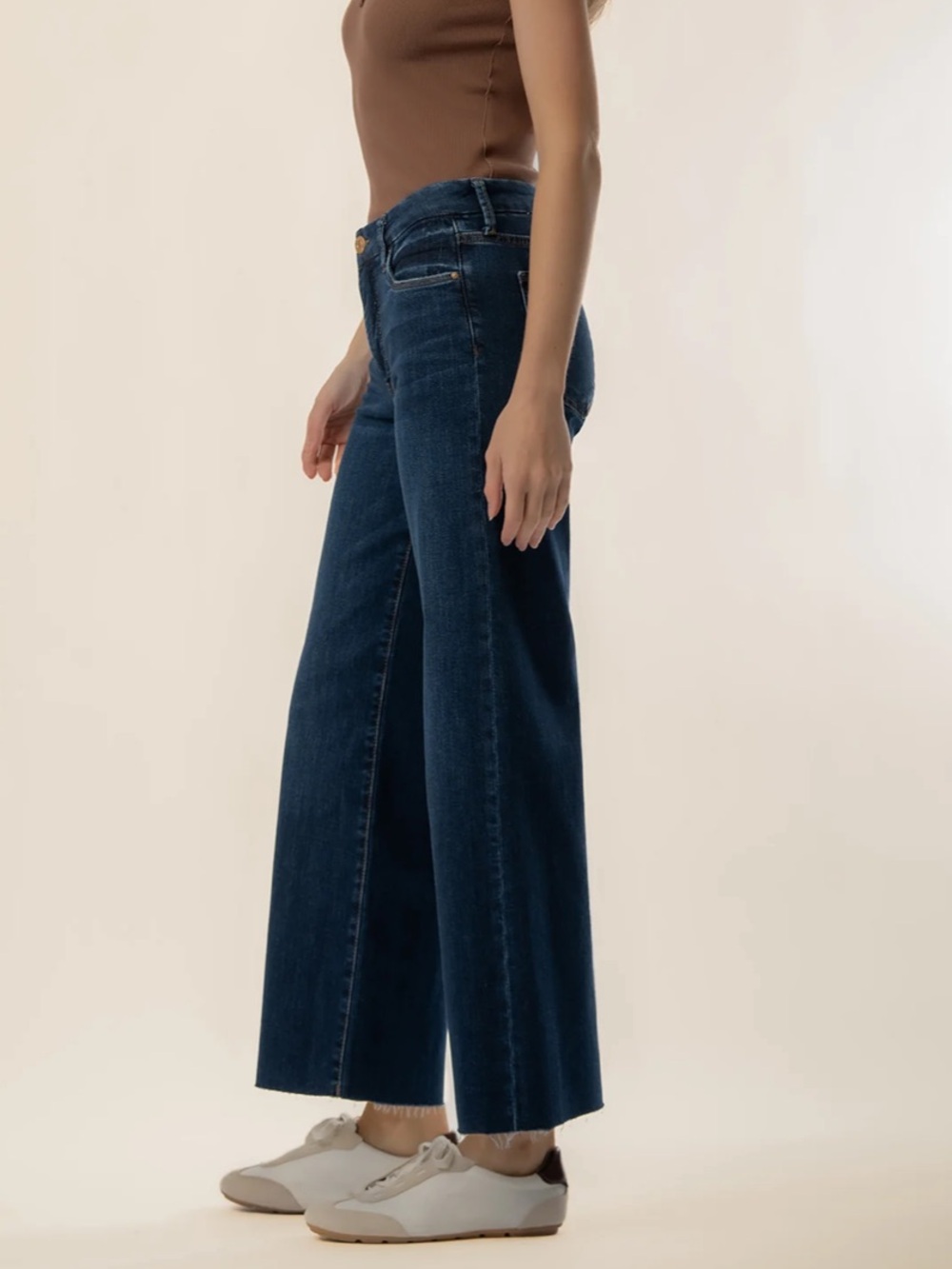 Kut from the Kloth Meg Fab Ab Wide Leg High Rise Jeans 6 x 27 Stretch Frayed Hem - Picture 14 of 14